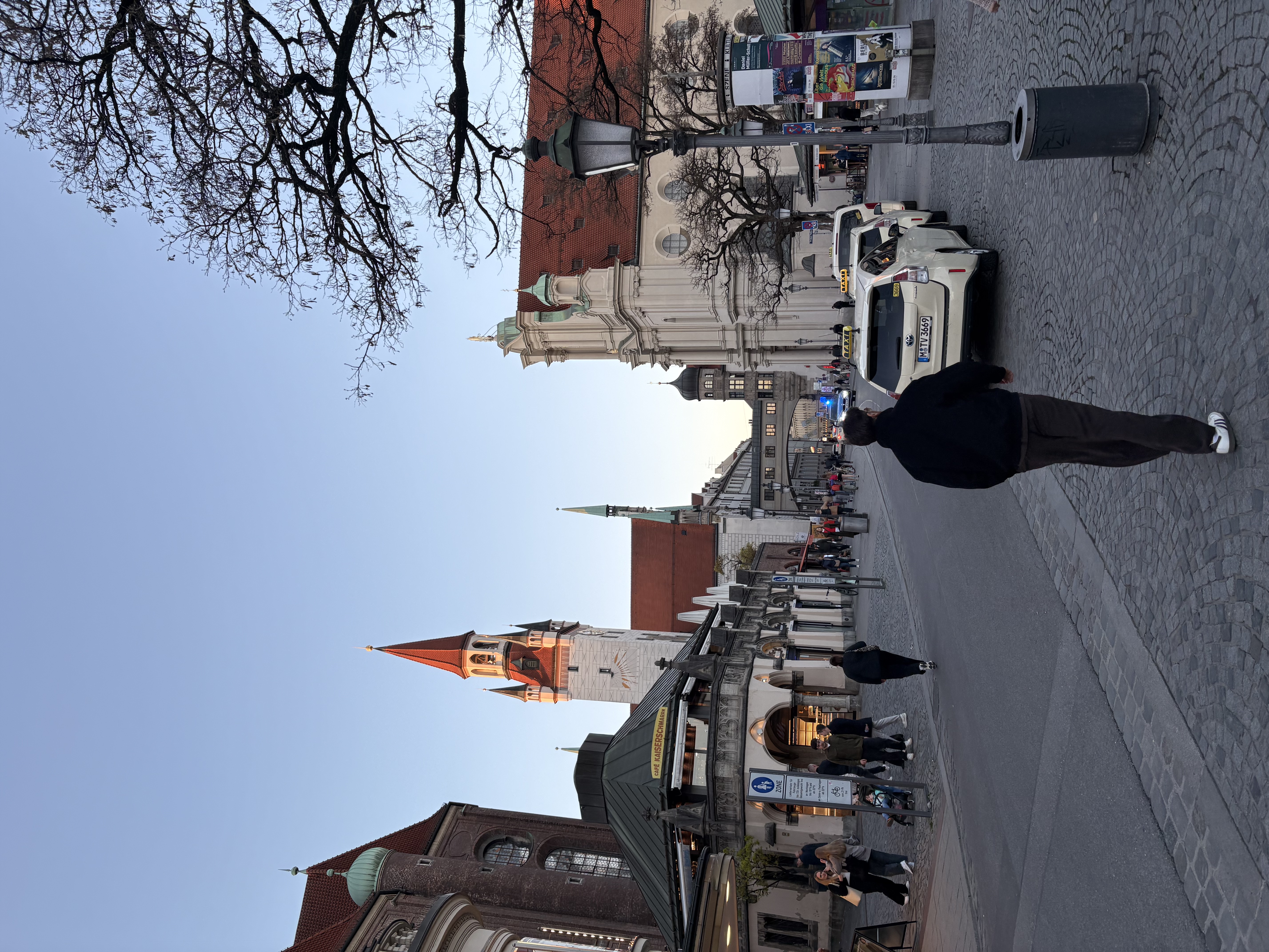 Street near Marienplatz with St. Peter's Church