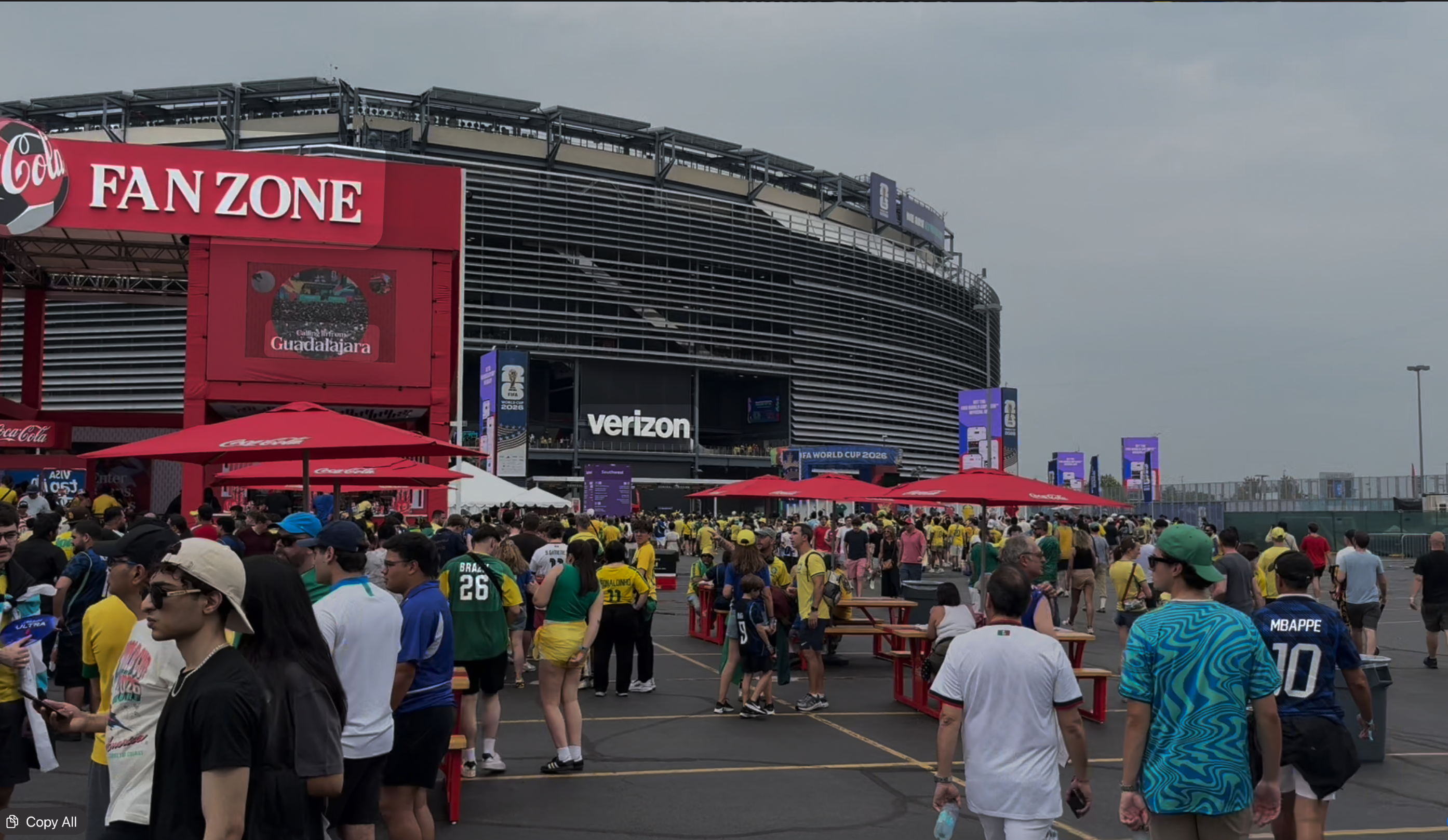 Fan Zone outside MetLife Stadium, supporters arriving before the match